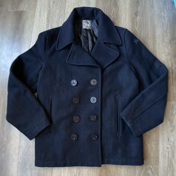I. Spiewak & Sons Double Breasted Peacoat Men Sz M Blue Wool Nautical Academia - Picture 1 of 14